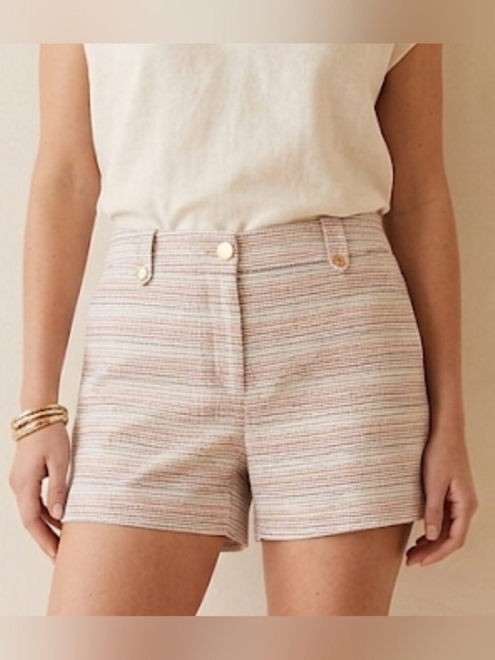 LOFT Riviera Textured Multicolored Striped Shorts